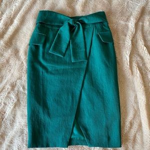 Green pencil skirt.